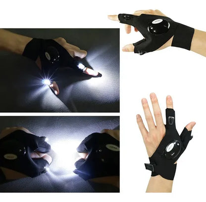 Guante Linterna LED Resistente al Agua sin Dedos Recargable Para Mecánica, Camping, Pesca.