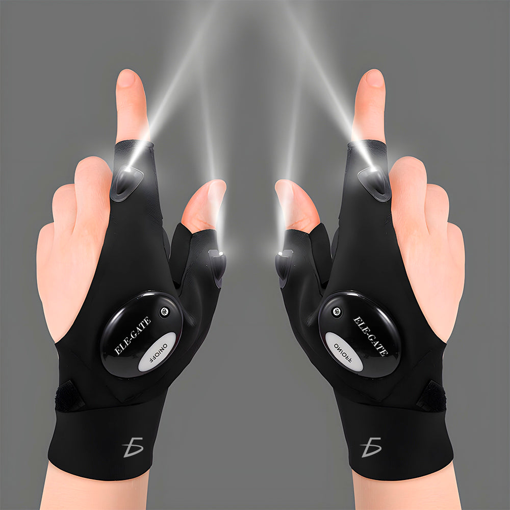 Guante Linterna LED Resistente al Agua sin Dedos Recargable Para Mecánica, Camping, Pesca.