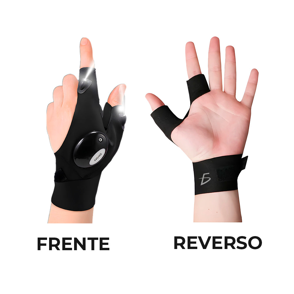 Guante Linterna LED Resistente al Agua sin Dedos Recargable Para Mecánica, Camping, Pesca.